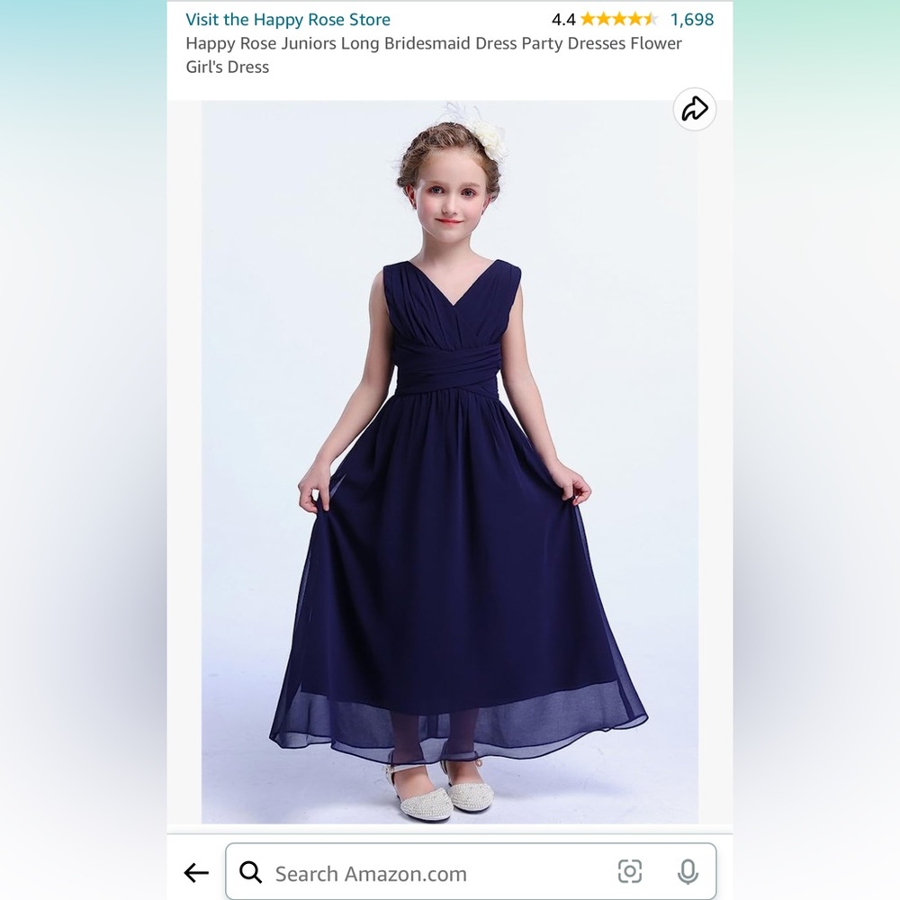 Happy Rose Juniors Long Bridesmaid Dress Party Dresses Flower Girl's Dress